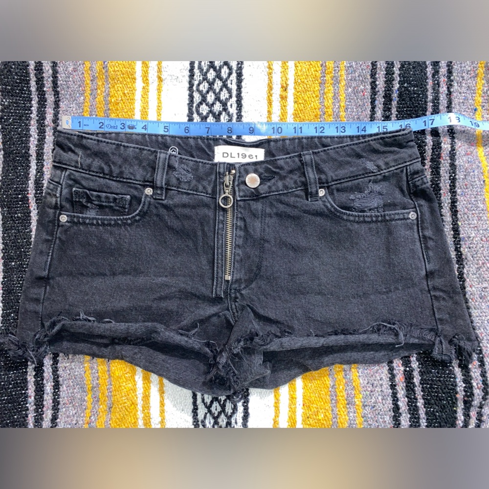 DL1961 “Renee Short” Black Washed Denim Jeans with Silver Hardware